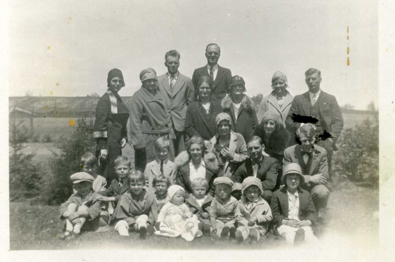 Jindra gathering by parsonage possibly early 1930s